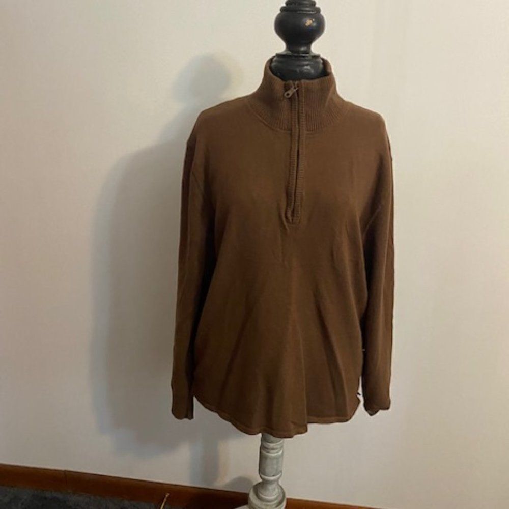 The North Face Brown 1/4 zip sweater, size L